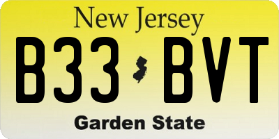 NJ license plate B33BVT