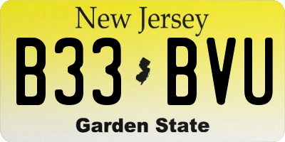 NJ license plate B33BVU