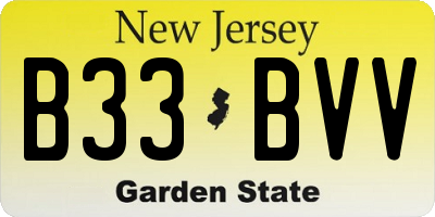 NJ license plate B33BVV