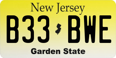 NJ license plate B33BWE