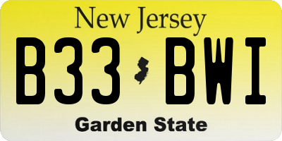 NJ license plate B33BWI
