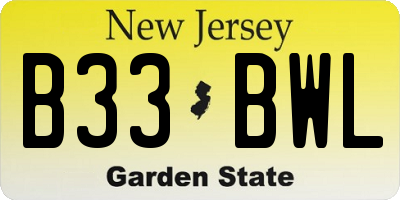 NJ license plate B33BWL