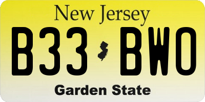 NJ license plate B33BWO