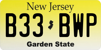 NJ license plate B33BWP
