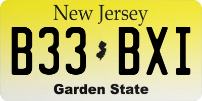 NJ license plate B33BXI