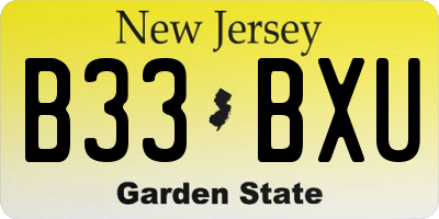 NJ license plate B33BXU