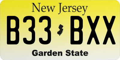 NJ license plate B33BXX