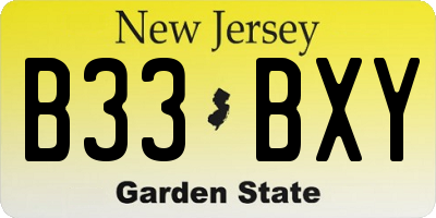 NJ license plate B33BXY
