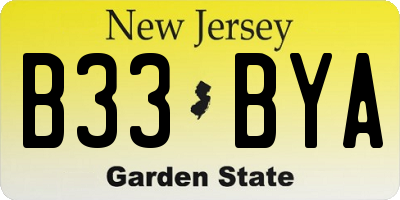 NJ license plate B33BYA