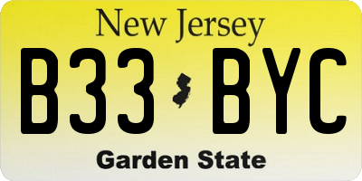 NJ license plate B33BYC