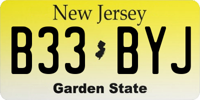 NJ license plate B33BYJ