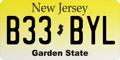 NJ license plate B33BYL