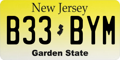 NJ license plate B33BYM