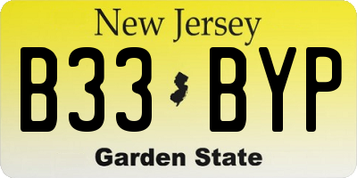 NJ license plate B33BYP