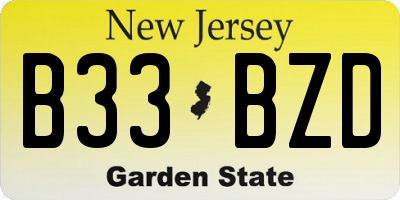 NJ license plate B33BZD
