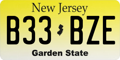 NJ license plate B33BZE