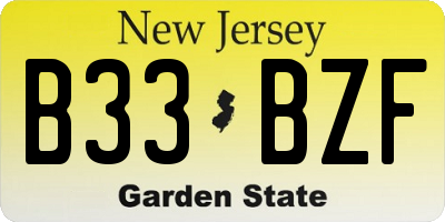 NJ license plate B33BZF