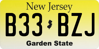 NJ license plate B33BZJ