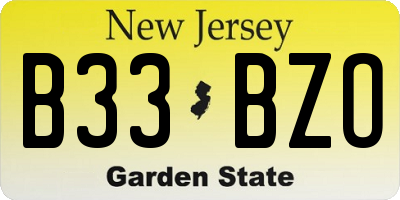 NJ license plate B33BZO