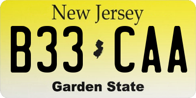 NJ license plate B33CAA