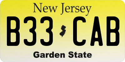 NJ license plate B33CAB