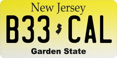 NJ license plate B33CAL