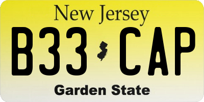 NJ license plate B33CAP