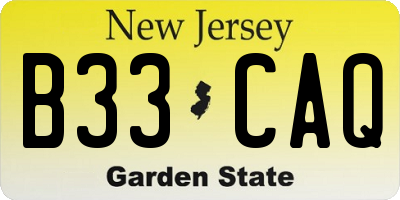 NJ license plate B33CAQ