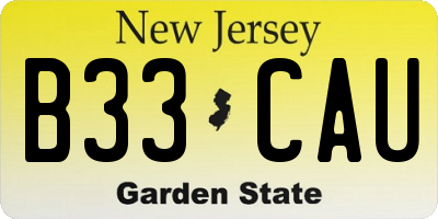 NJ license plate B33CAU