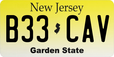 NJ license plate B33CAV