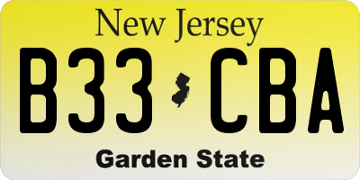 NJ license plate B33CBA