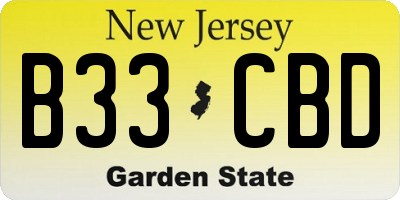 NJ license plate B33CBD