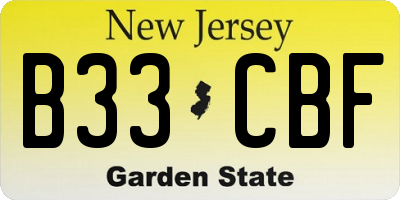 NJ license plate B33CBF