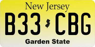 NJ license plate B33CBG