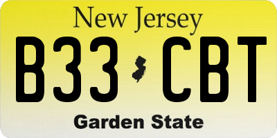 NJ license plate B33CBT