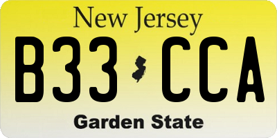 NJ license plate B33CCA