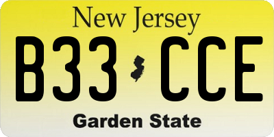NJ license plate B33CCE