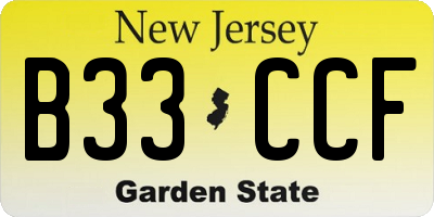 NJ license plate B33CCF
