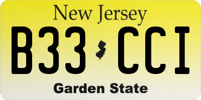 NJ license plate B33CCI