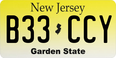 NJ license plate B33CCY