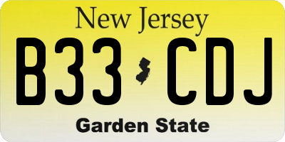 NJ license plate B33CDJ