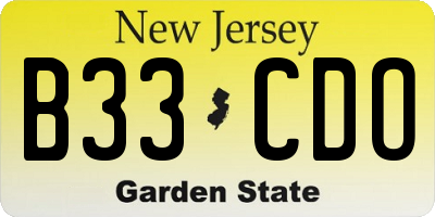 NJ license plate B33CDO