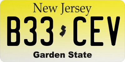 NJ license plate B33CEV