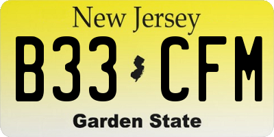 NJ license plate B33CFM