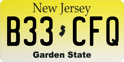 NJ license plate B33CFQ