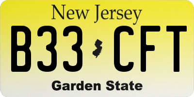 NJ license plate B33CFT