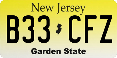 NJ license plate B33CFZ