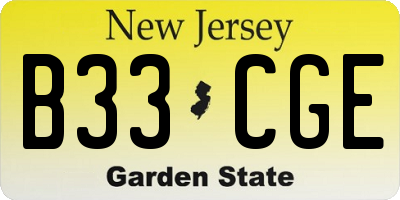 NJ license plate B33CGE