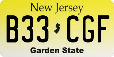 NJ license plate B33CGF
