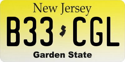 NJ license plate B33CGL